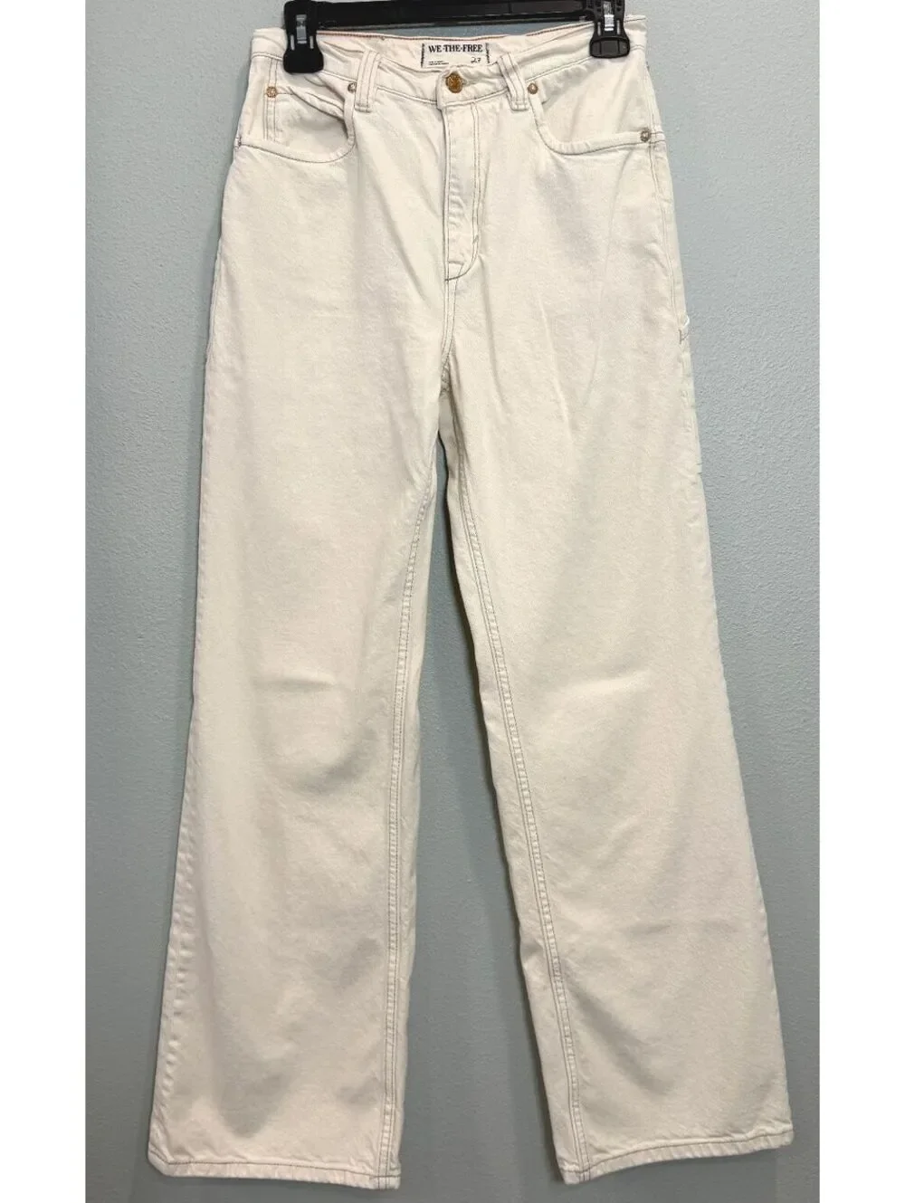 Free We The Free Tinsley Baggy Mid Rise Leg Denim Cream Jeans - Women's 27 NWOT